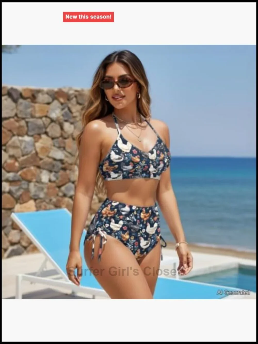 2 Piece Bikini Set with Crisscross Back High Waisted Bottoms Tummy Control